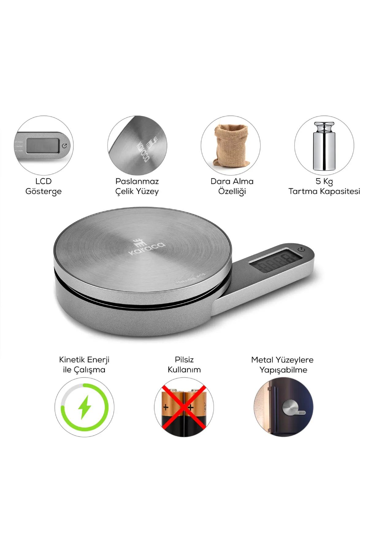 Karaca Gastro Scale 1003 Self Power Kinetic Energy Display Inox Kitchen Scale 5 kg Capacity
Karaca Gastro Scale 1003 Self Power Kinetic Energy Display Inox Kitchen Scale 5 kg Capacity