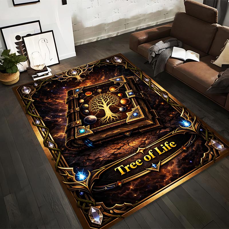 Tree of Life Carpet with Cosmic Design and Mystical Golden Frame Suitable for use as an anti-slip for living room bedroom sofas 40x60cm( 15x23in )
Tree of Life Carpet with Cosmic Design and Mystical Golden Frame Suitable for use as an anti-slip for living room bedroom sofas 40x60cm( 15x23in )