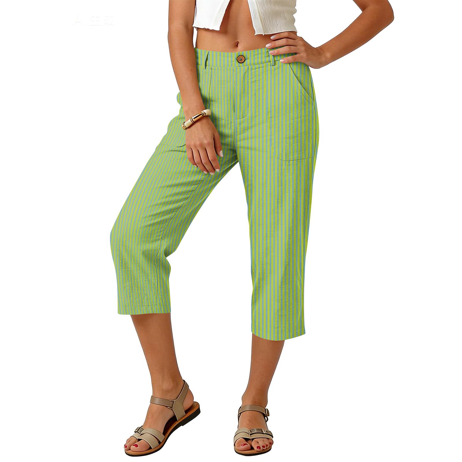 Women’s Cropped Pants with Vertical Stripe Pattern Relaxed Fit Mid Rise Button Closure Casual Trousers with Pockets for Everyday Wear M
Women’s Cropped Pants with Vertical Stripe Pattern Relaxed Fit Mid Rise Button Closure Casual Trousers with Pockets for Everyday Wear M