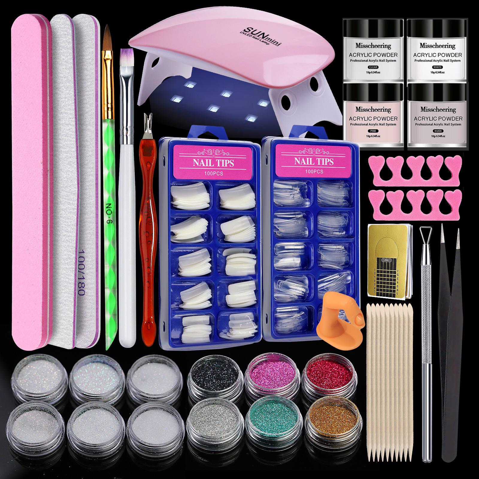 Complete Manicure Tool Set with Mouse Lamp and Multi-Color Glitter French Nail Tips
Complete Manicure Tool Set with Mouse Lamp and Multi-Color Glitter French Nail Tips