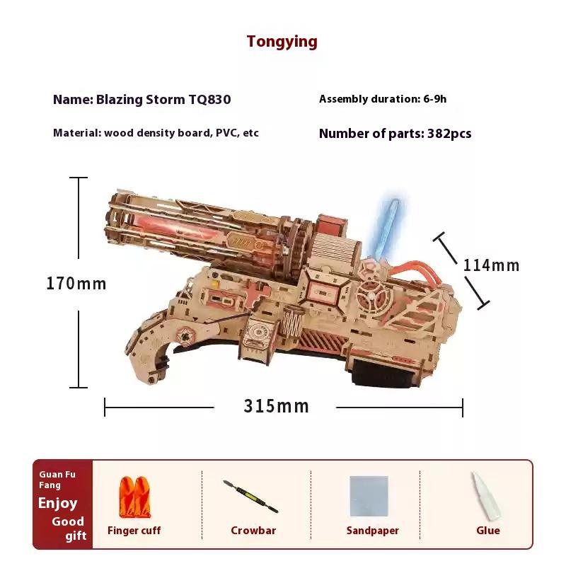 Handmade Diy Wooden Assembly Model Flame Storm Gatling Toy Rotatable Rubber Band Gun Children S Assembly Toy Model
Handmade Diy Wooden Assembly Model Flame Storm Gatling Toy Rotatable Rubber Band Gun Children S Assembly Toy Model