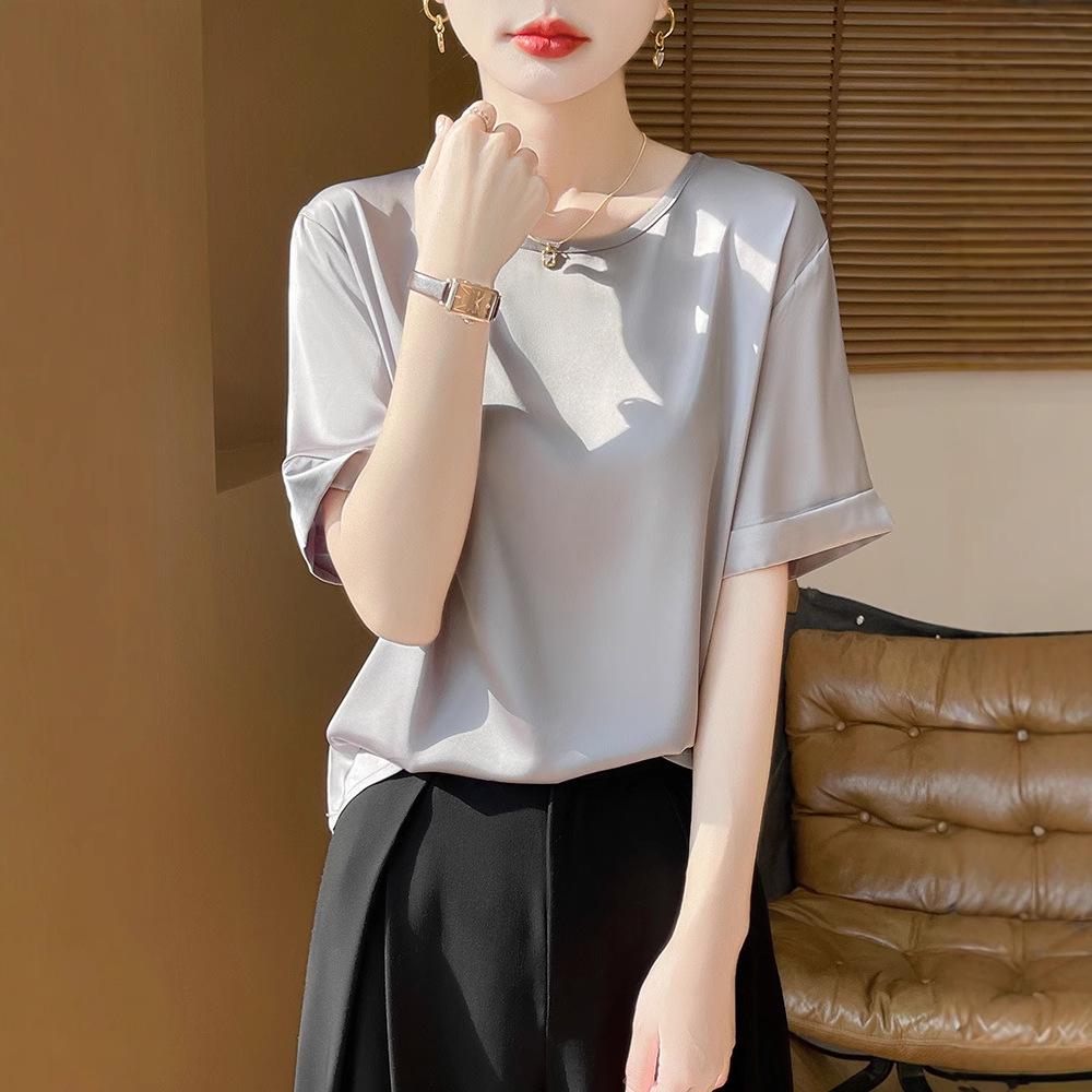 Women s Summer Acetate Satin Short Sleeve Round Neck Loose Top - Solid Color Fashion Pullover XXXL чёрный
Women s Summer Acetate Satin Short Sleeve Round Neck Loose Top - Solid Color Fashion Pullover XXXL чёрный