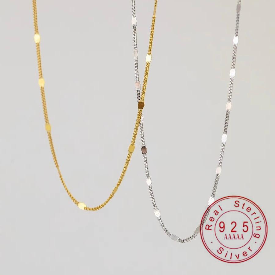 925 Sterling Silver 14K Gold Plated Necklace, Dainty Flat Bead Chain Choker, Minimalist Everyday Jewelry for Women, Hypoallergen Silver
925 Sterling Silver 14K Gold Plated Necklace, Dainty Flat Bead Chain Choker, Minimalist Everyday Jewelry for Women, Hypoallergen Silver