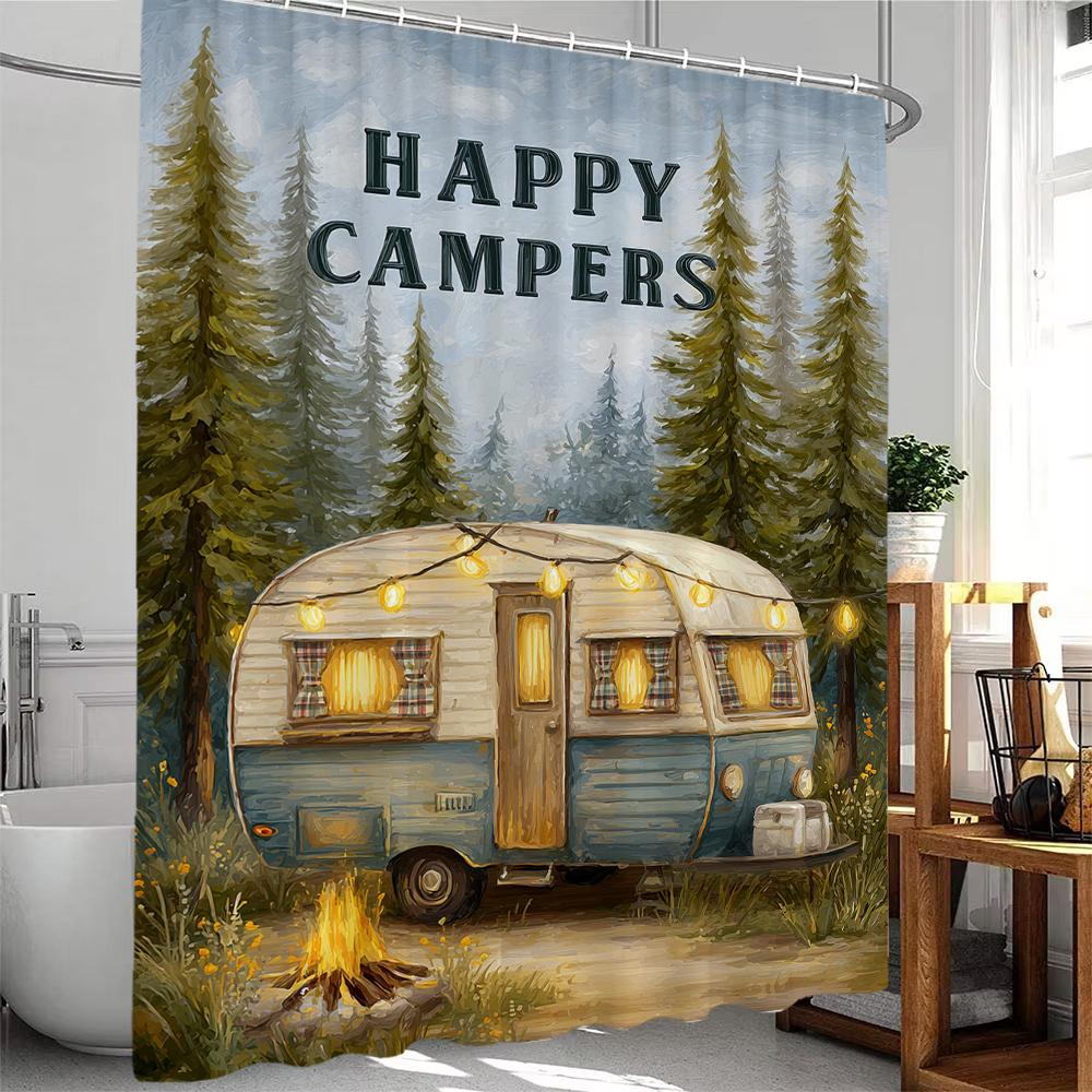 Nordic Cartoon Happy Campers Printing Shower Curtain Bathroom Decoration Curtain,Hanging Curtain With Hooks Machine Washable W60H190(CM)-1 Pcs
Nordic Cartoon Happy Campers Printing Shower Curtain Bathroom Decoration Curtain,Hanging Curtain With Hooks Machine Washable W60H190(CM)-1 Pcs