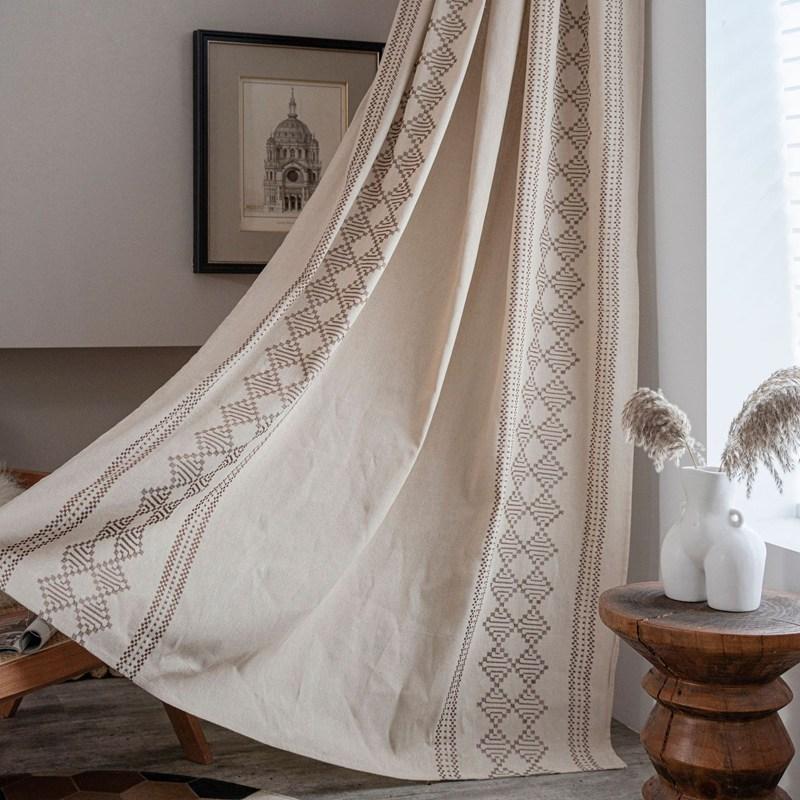 Cotton Linen American Geometry Home Window Curtain Embroidered Edge Blackout Drapes Curtains Living Room Bedroom Kitchen Window W140 x H160cm&Threading Rod
Cotton Linen American Geometry Home Window Curtain Embroidered Edge Blackout Drapes Curtains Living Room Bedroom Kitchen Window W140 x H160cm&Threading Rod