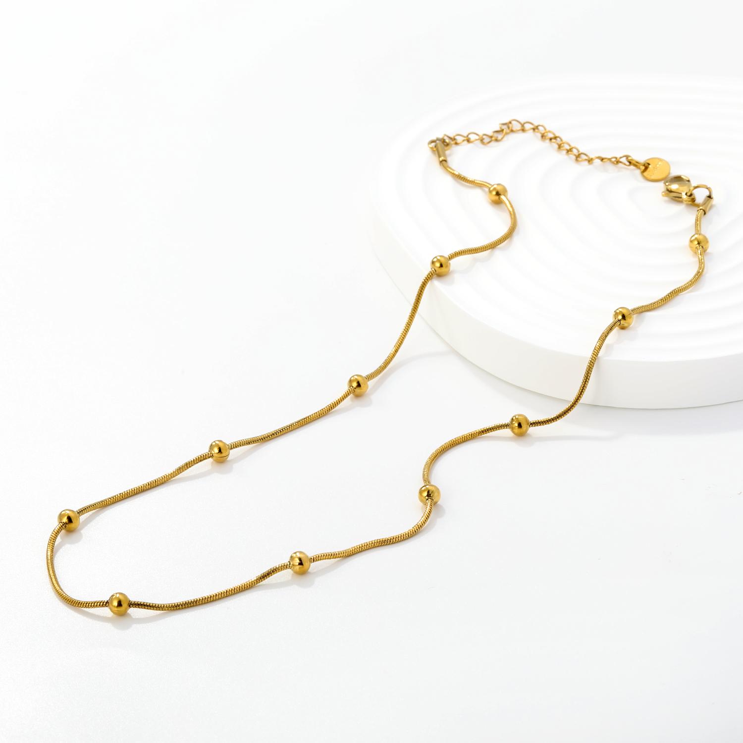 Stainless Steel Beaded Chain Necklaces Women Gold Color No-fade Snake Chain Necklace Party Aesthetic Waterproof Jewelry bijoux
Stainless Steel Beaded Chain Necklaces Women Gold Color No-fade Snake Chain Necklace Party Aesthetic Waterproof Jewelry bijoux
