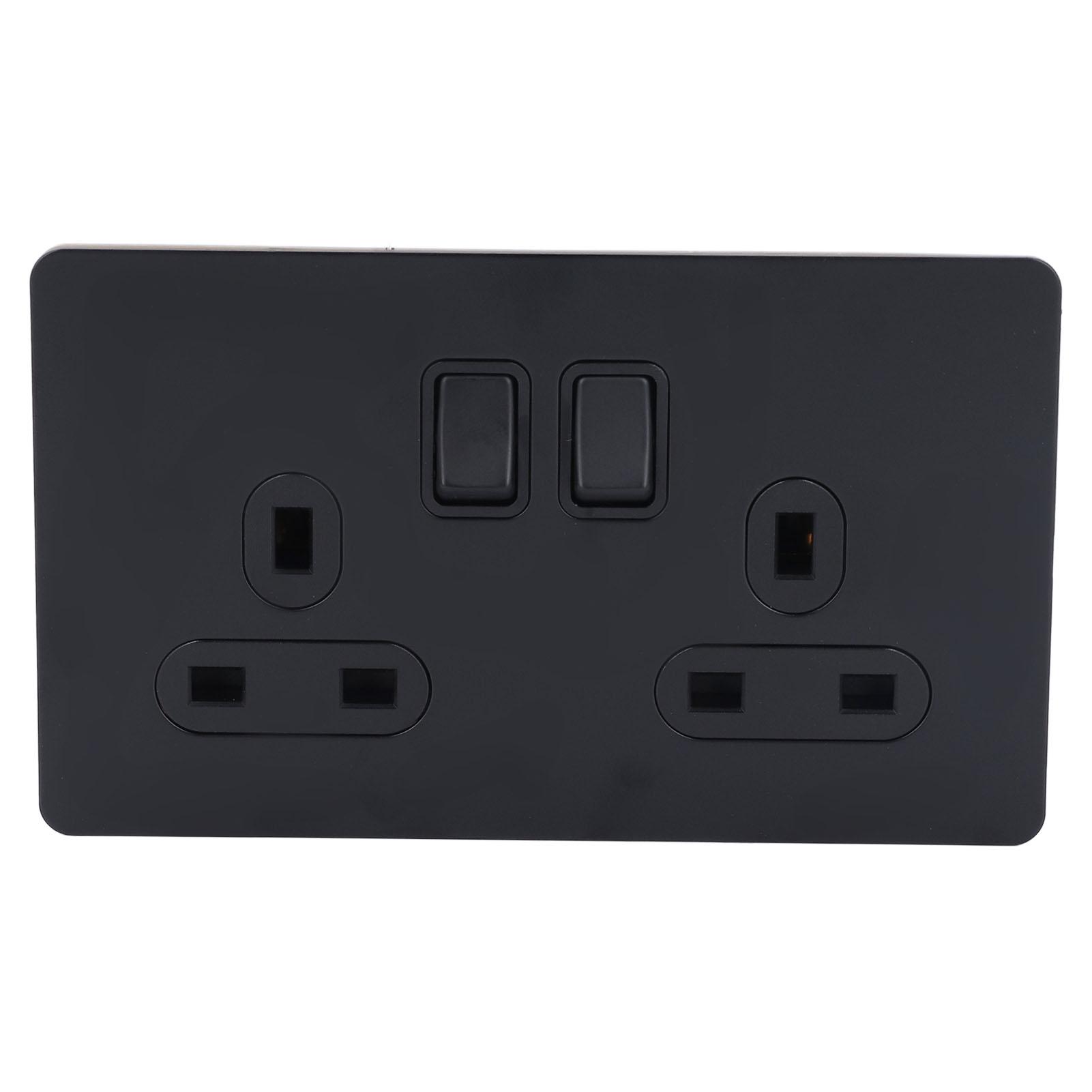 Wall Switch and Outlet 2 Switches 2 Sockets 13A Black Stainless Steel Panel Insulated PC Base 
Wall Switch and Outlet 2 Switches 2 Sockets 13A Black Stainless Steel Panel Insulated PC Base