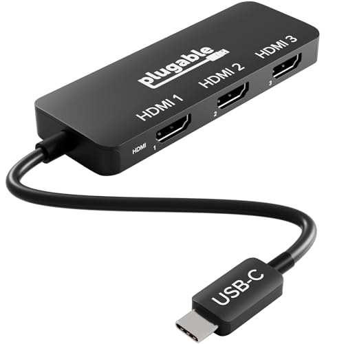 Plugable USB-C to HDMI Multi-Monitor Adapter, Supports Triple 4K60 Displays, Driver-Free MST Hub (Compatible with Windows/Chrome OS), USB-C, Thunderbo
Plugable USB-C to HDMI Multi-Monitor Adapter, Supports Triple 4K60 Displays, Driver-Free MST Hub (Compatible with Windows/Chrome OS), USB-C, Thunderbo