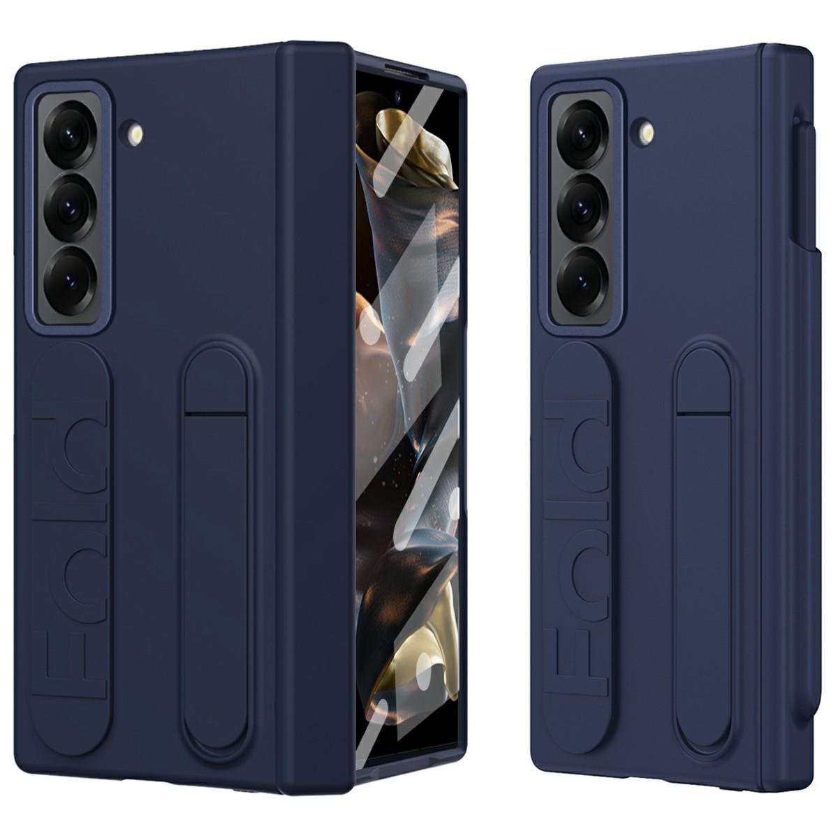 For Samsung Galaxy Z Fold 6 Slim Case Kickstand Wristband PC Phone Cover with Tempered Glass Film Blue
For Samsung Galaxy Z Fold 6 Slim Case Kickstand Wristband PC Phone Cover with Tempered Glass Film Blue