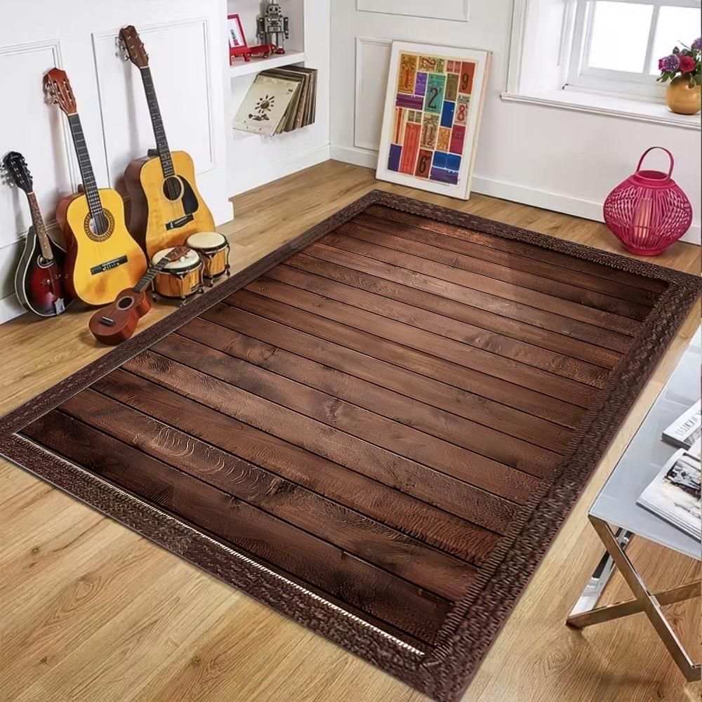 Vintage Brown Wood Grain Area Rug with Woven Border Bohemian Floor Mat for Music Room Decor Non-Slip Guitar Drum Carpet 40x60cm
Vintage Brown Wood Grain Area Rug with Woven Border Bohemian Floor Mat for Music Room Decor Non-Slip Guitar Drum Carpet 40x60cm