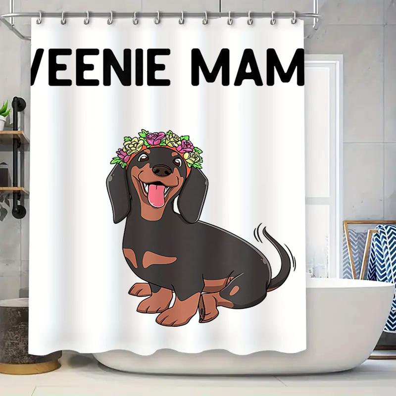 Adorable Dachshund Dog Shower Curtain Decor With Weenie Mam Lettering Perfect For Bathroom Accessories W60H190(CM)-1 Pcs
Adorable Dachshund Dog Shower Curtain Decor With Weenie Mam Lettering Perfect For Bathroom Accessories W60H190(CM)-1 Pcs