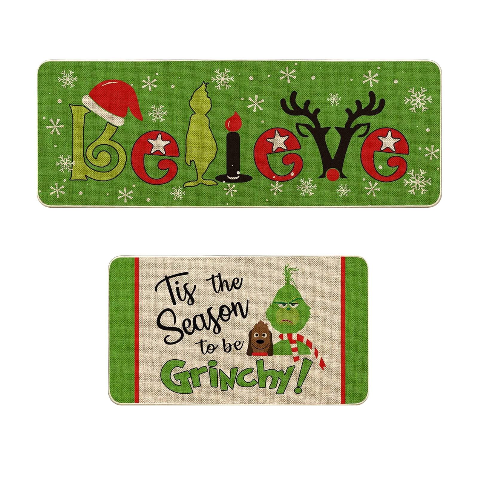 Festive Christmas Kitchen Mat Set Non-Slip, Absorbent, Holiday Decor with Fun Grinchy Designs, 2 Pieces
Festive Christmas Kitchen Mat Set Non-Slip, Absorbent, Holiday Decor with Fun Grinchy Designs, 2 Pieces