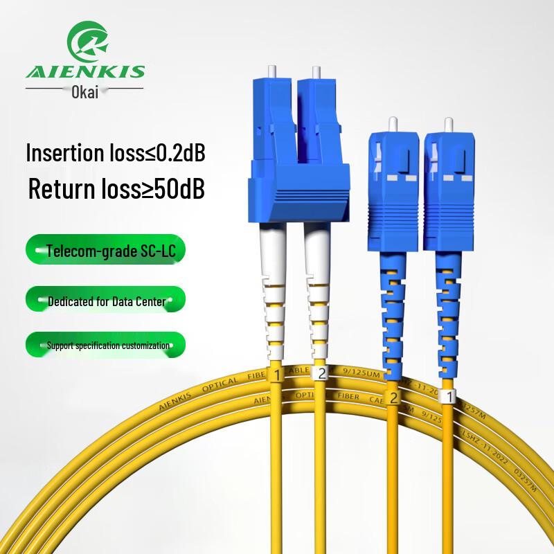 AIENKIS AK-LS03-SM Telecom-grade LC-SC Single-mode Duplex Fiber Optic Patch Cable 3 Meters
AIENKIS AK-LS03-SM Telecom-grade LC-SC Single-mode Duplex Fiber Optic Patch Cable 3 Meters