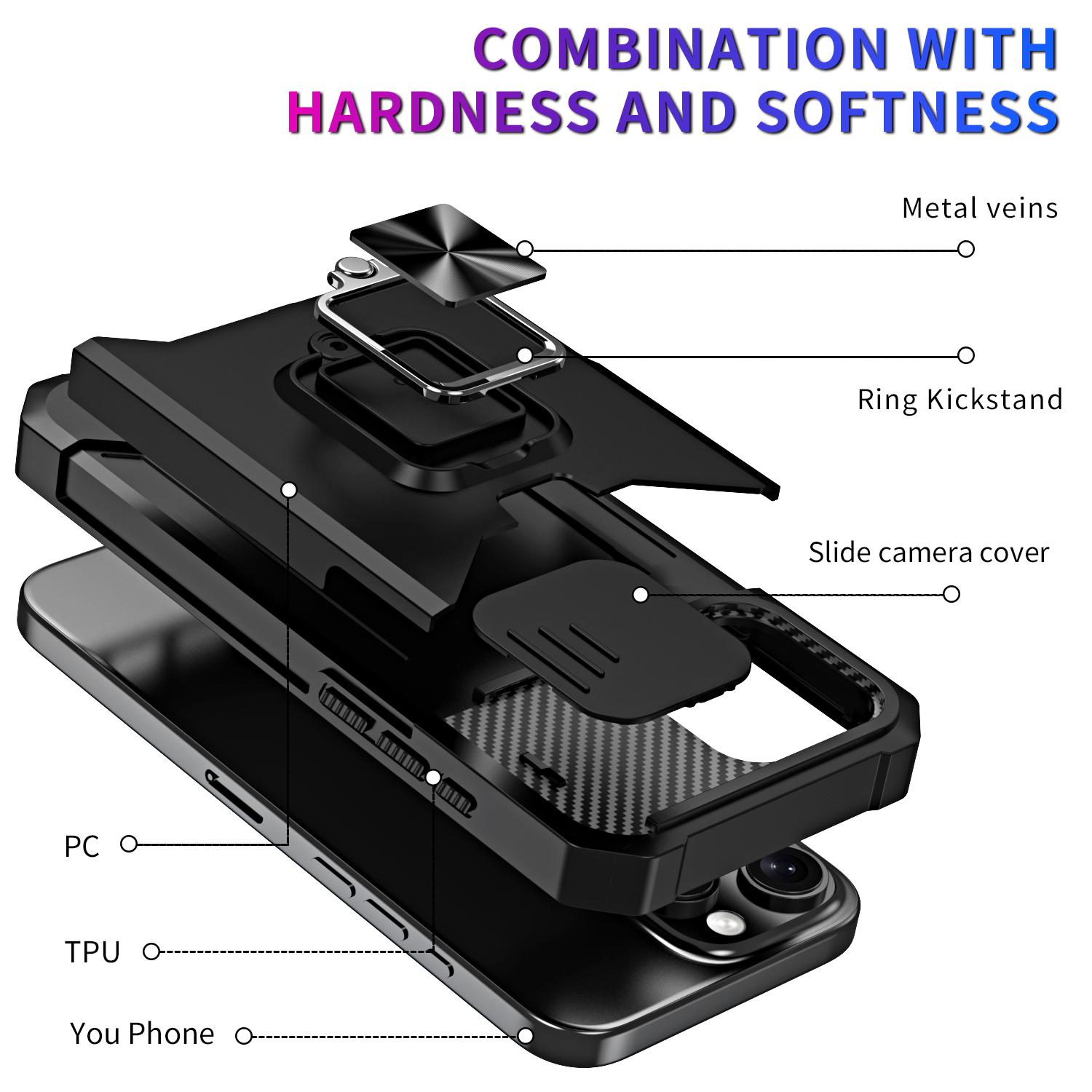 For iPhone 16 Pro Kickstand Case Slide Lens Lid PC+TPU Phone Cover with Card Slot Black
For iPhone 16 Pro Kickstand Case Slide Lens Lid PC+TPU Phone Cover with Card Slot Black