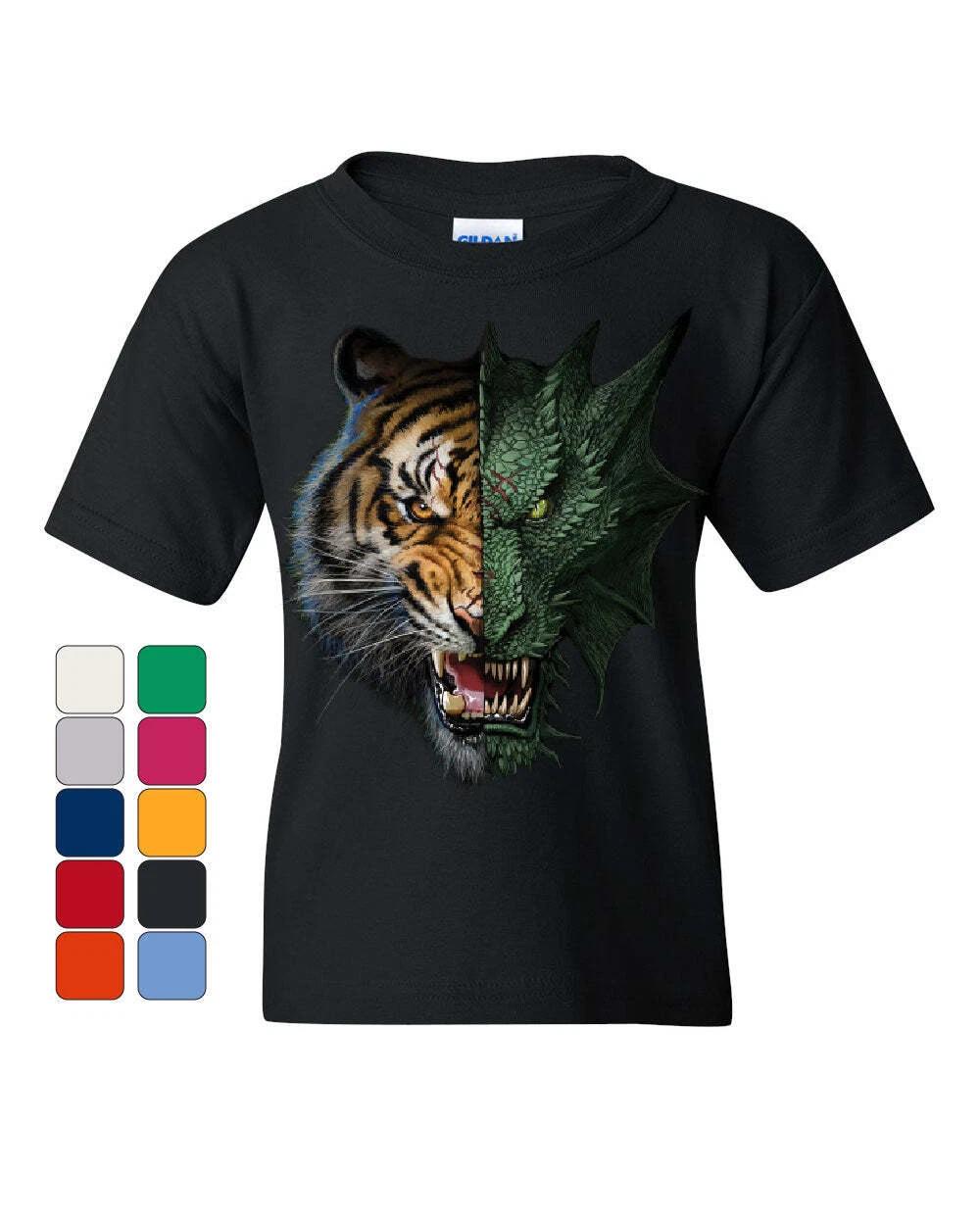 Tiger and Dragon Face Youth kids boys T-Shirt Animal Beast Fantasy Monster Fang Kids Tee 100
Tiger and Dragon Face Youth kids boys T-Shirt Animal Beast Fantasy Monster Fang Kids Tee 100