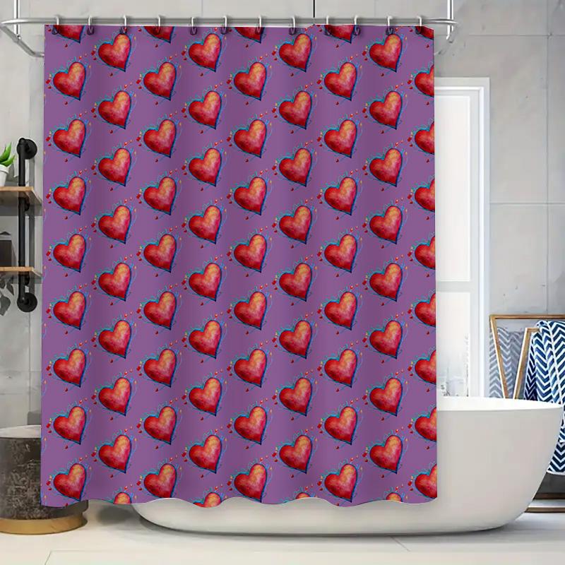 Watercolor Heart Shower Curtain Set: Purple Red Love Pattern Bath Decoration Decor W60H190(CM)-1 Pcs
Watercolor Heart Shower Curtain Set: Purple Red Love Pattern Bath Decoration Decor W60H190(CM)-1 Pcs