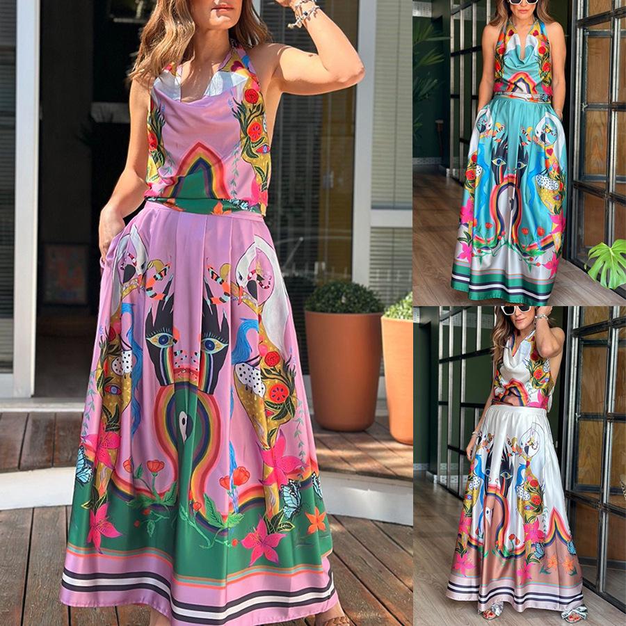 European-American Sleeveless Printed Summer Dress - Casual Loose Fit with Tie-Up Edge S светло-синий
European-American Sleeveless Printed Summer Dress - Casual Loose Fit with Tie-Up Edge S светло-синий