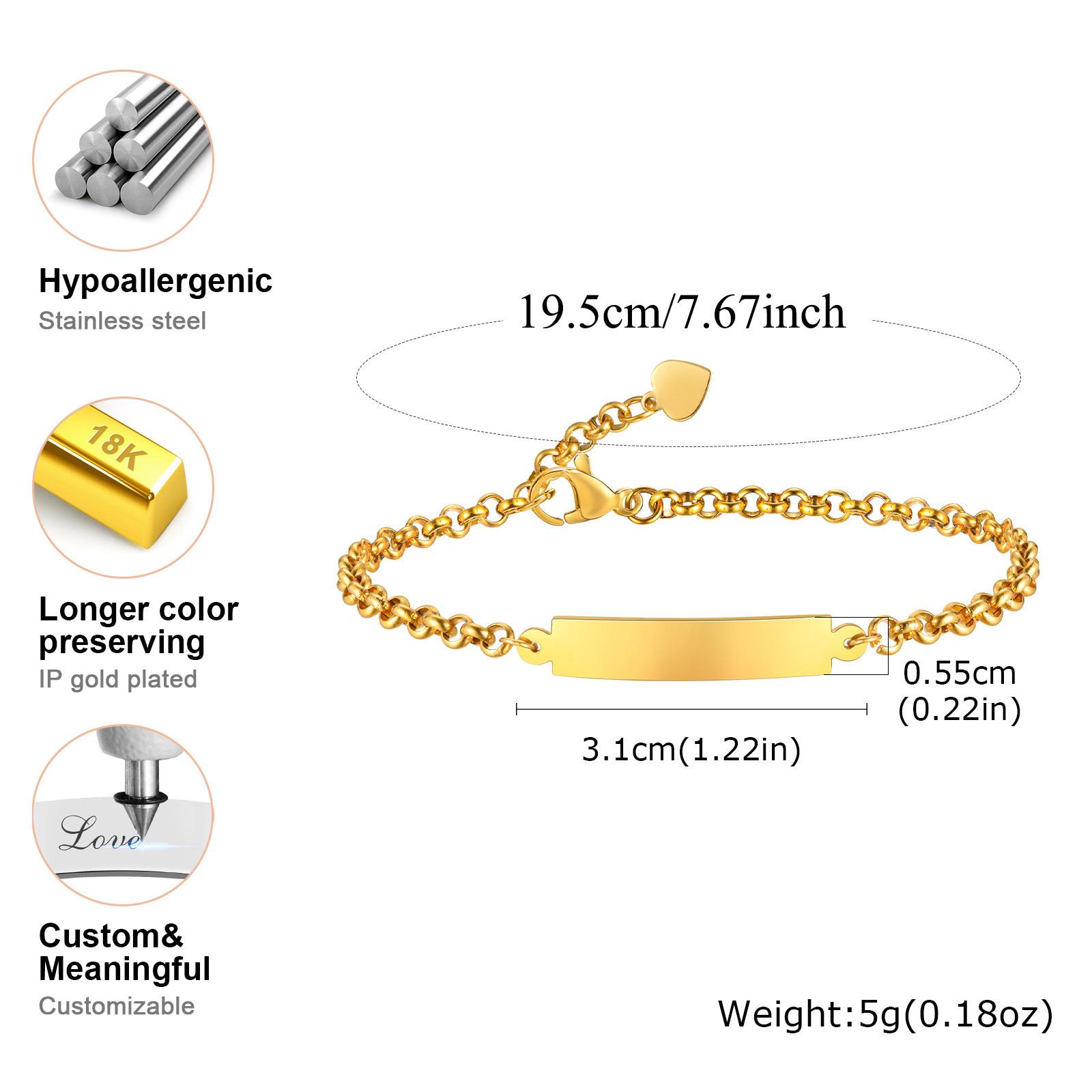 Vnox Бесплатная гравировка имени даты Браслеты для женщин девушек, Регулируемые браслеты из нержавеющей стали с цепочкой роло, Персонализированный подарок любви
Vnox Бесплатная гравировка имени даты Браслеты для женщин девушек, Регулируемые браслеты из нержавеющей стали с цепочкой роло, Персонализированный подарок любви