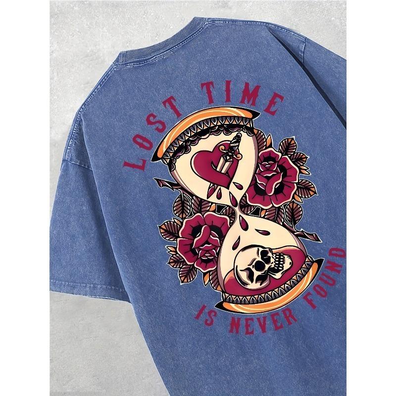 Men s Vintage Pattern T-Shirt - Lost Time Never Looks Back - Blockbuster Washed Cotton Shirt - Vintage Skull & Floral Heart Design - Street Casual 5XL синій
Men s Vintage Pattern T-Shirt - Lost Time Never Looks Back - Blockbuster Washed Cotton Shirt - Vintage Skull & Floral Heart Design - Street Casual 5XL синій