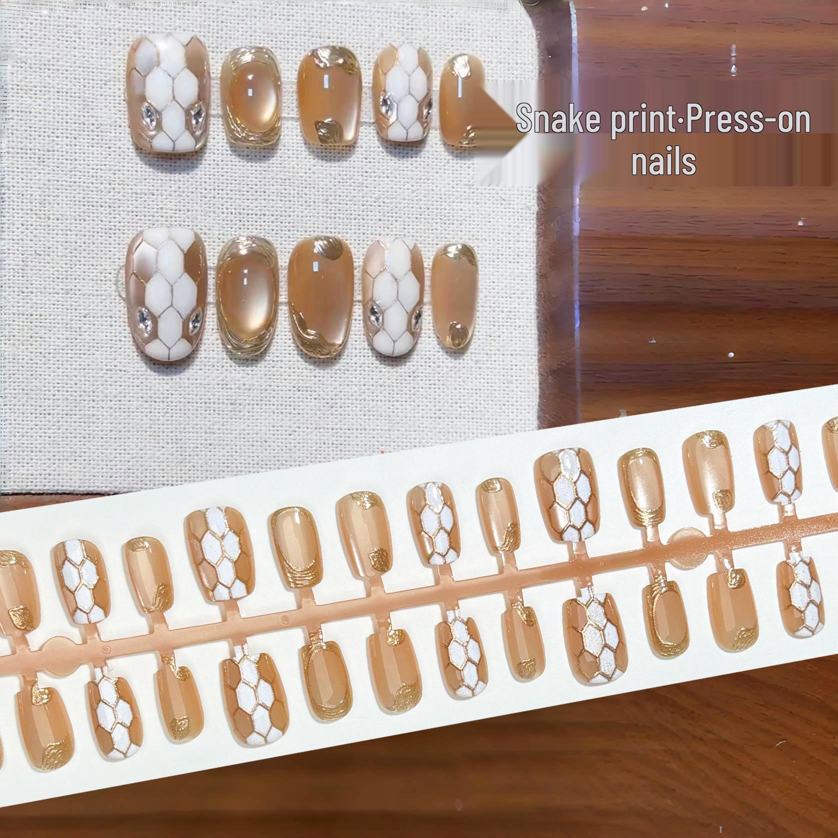 Gold-Plated Orange Snakeskin Press-On Nails: Luxurious Temperament Style with Nail Stickers, High-End Pre-Made Tips, 30 Pieces.
Gold-Plated Orange Snakeskin Press-On Nails: Luxurious Temperament Style with Nail Stickers, High-End Pre-Made Tips, 30 Pieces.