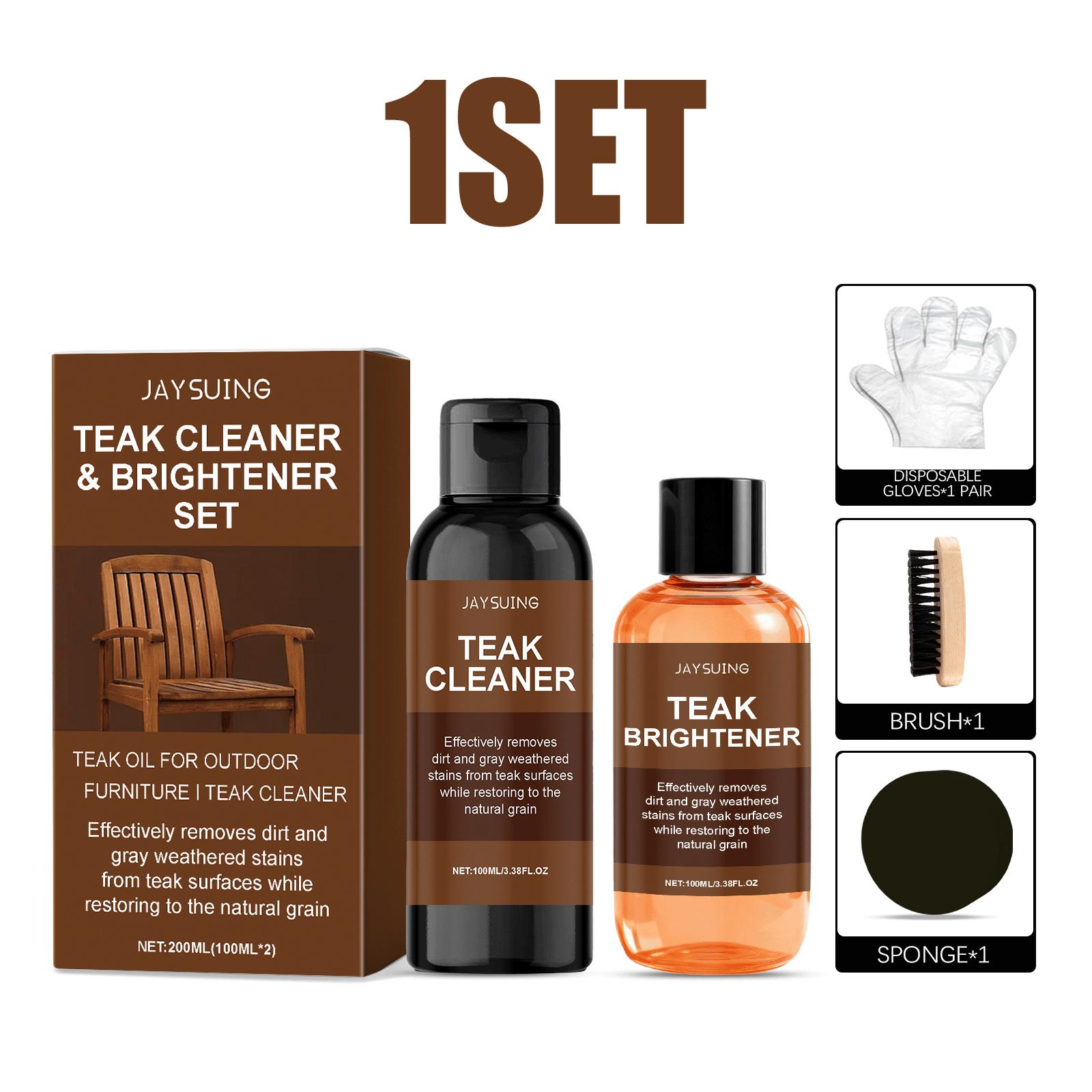 Teak Cleaner Protector Kit 2 Step Wood Restoration for Patio Furniture Boat Deck Stain Remover Care Set with Brush Sponge 100ml 1SET
Teak Cleaner Protector Kit 2 Step Wood Restoration for Patio Furniture Boat Deck Stain Remover Care Set with Brush Sponge 100ml 1SET