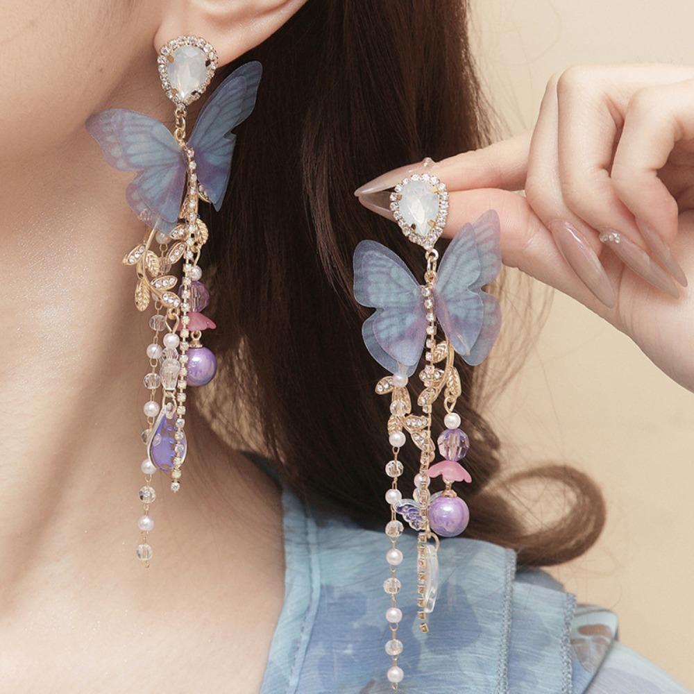 Exaggerated Butterfly Drop Earrings Elegant Jewelry Accessories Crystal Long Tassel Earrings Gift
Exaggerated Butterfly Drop Earrings Elegant Jewelry Accessories Crystal Long Tassel Earrings Gift