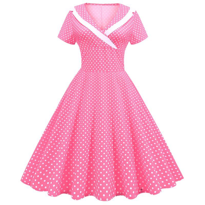 Dress Polka Dot Slim A- line Dress Performance Short Sleeve Pink S
Dress Polka Dot Slim A- line Dress Performance Short Sleeve Pink S