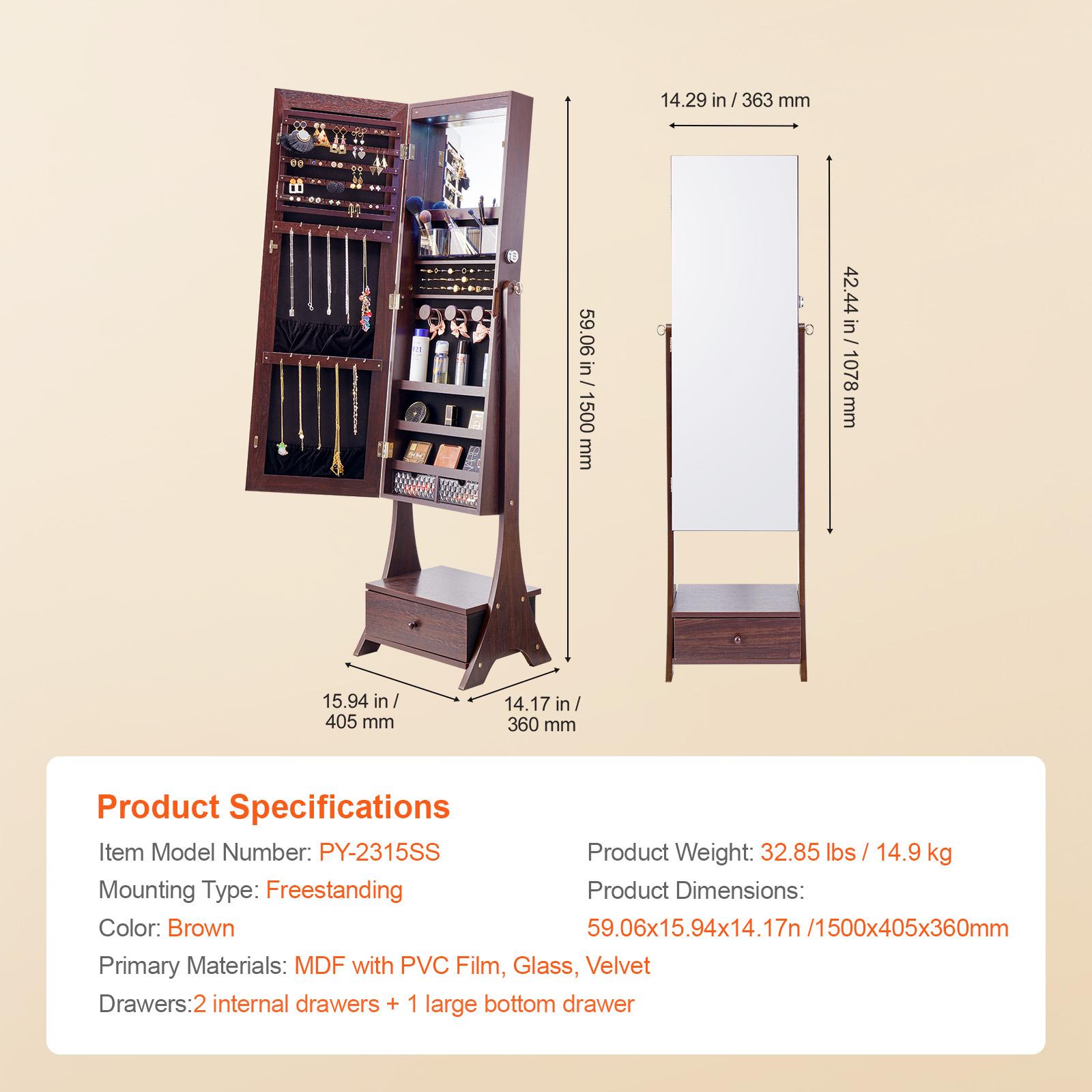 SucceBuy Mirror Jewelry Cabinet Standing Mirror with Storage Lockable Mirror Organizer with Full Length Mirror Interior LEDLight коричневый
SucceBuy Mirror Jewelry Cabinet Standing Mirror with Storage Lockable Mirror Organizer with Full Length Mirror Interior LEDLight коричневый