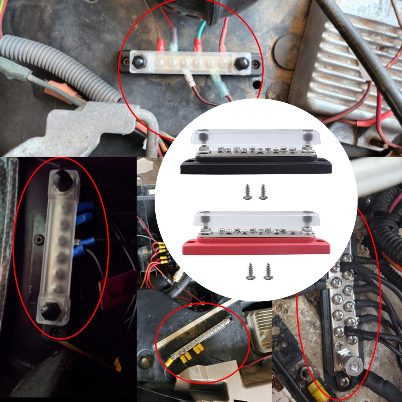 10 Terminal Bar Power Distribution Block 48V 150A Installs Easily with Dust Cover for Red and Black
10 Terminal Bar Power Distribution Block 48V 150A Installs Easily with Dust Cover for Red and Black
