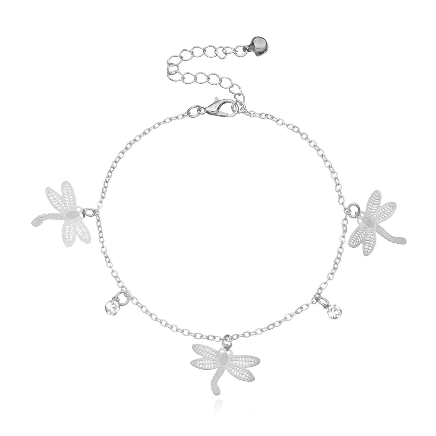 Stylish hollow alloy dragonfly anklet, simple temperament rhinestone bell beach foot decoration срібний
Stylish hollow alloy dragonfly anklet, simple temperament rhinestone bell beach foot decoration срібний