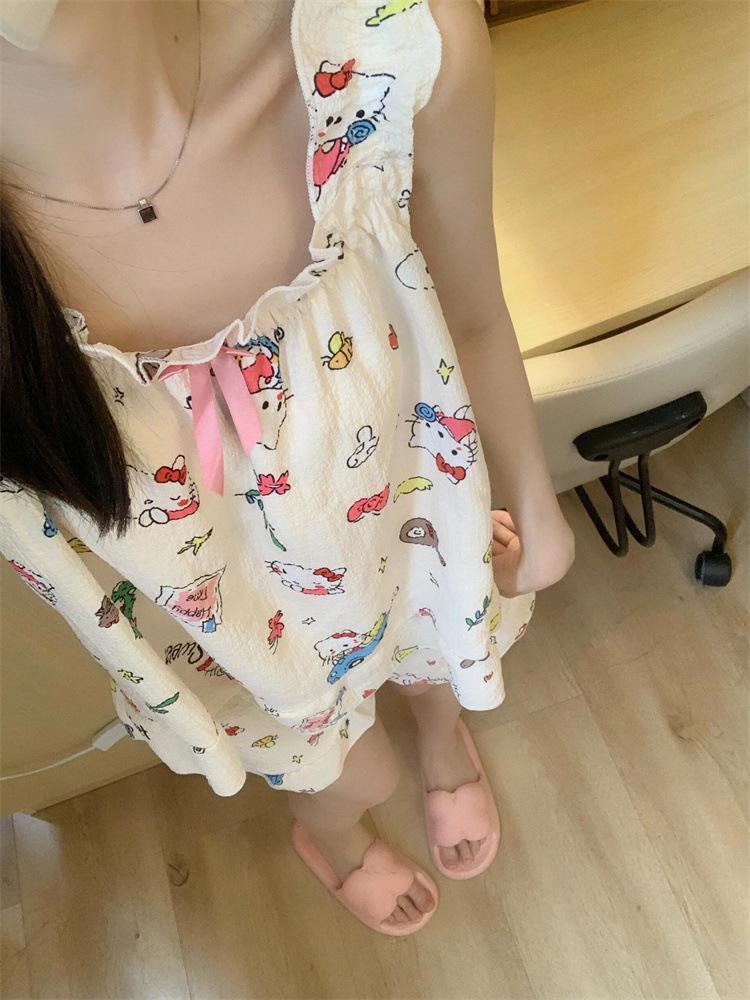 Sweet princess style full print hello kitty pajamas women s summer shorts princess style two-piece set student dormitory loungewear S
Sweet princess style full print hello kitty pajamas women s summer shorts princess style two-piece set student dormitory loungewear S