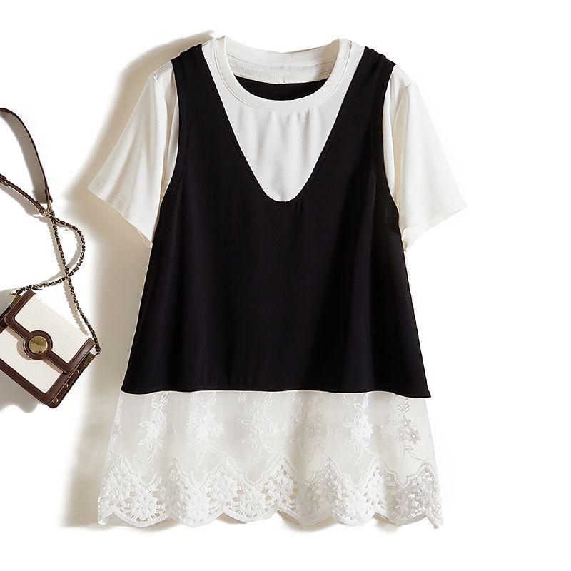 Кружевная кромка, связанная крючком! Sweet Grace Beauty Летняя футболка с контрастной пэчворк-расцветкой, имитирующая двойку, дышащая, впитывающая пот, с сильным пуш-ап эффектом White + Black L
Кружевная кромка, связанная крючком! Sweet Grace Beauty Летняя футболка с контрастной пэчворк-расцветкой, имитирующая двойку, дышащая, впитывающая пот, с сильным пуш-ап эффектом White + Black L