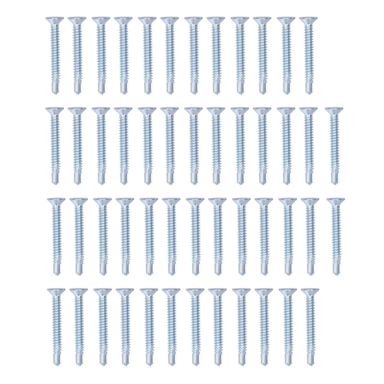50Pcs Self Drilling Screw Cross Zinc Plated Carbon Steel Fastener Hardware 4.8x38mm Flat Head
50Pcs Self Drilling Screw Cross Zinc Plated Carbon Steel Fastener Hardware 4.8x38mm Flat Head