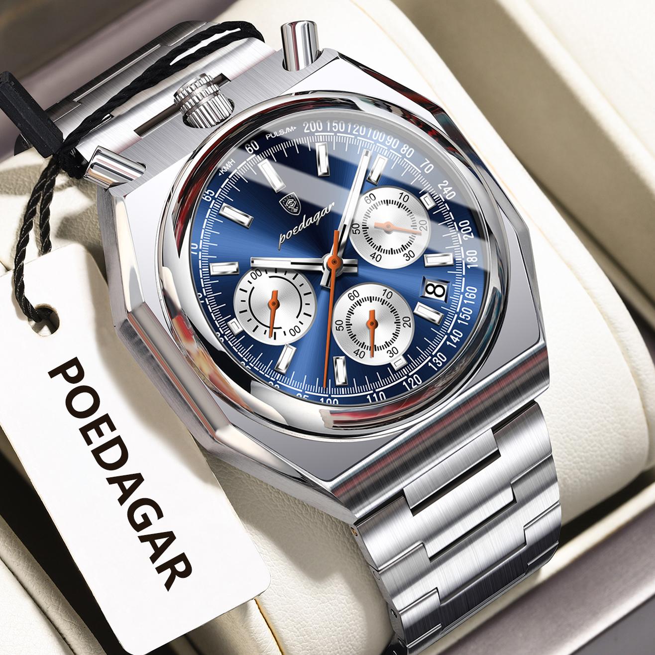 POEDAGAR Fashion Sports Male Watch Stainless Steel Chronograph Date Watch Luminous Waterproof Military Quartz Watches синий/серебряный
POEDAGAR Fashion Sports Male Watch Stainless Steel Chronograph Date Watch Luminous Waterproof Military Quartz Watches синий/серебряный