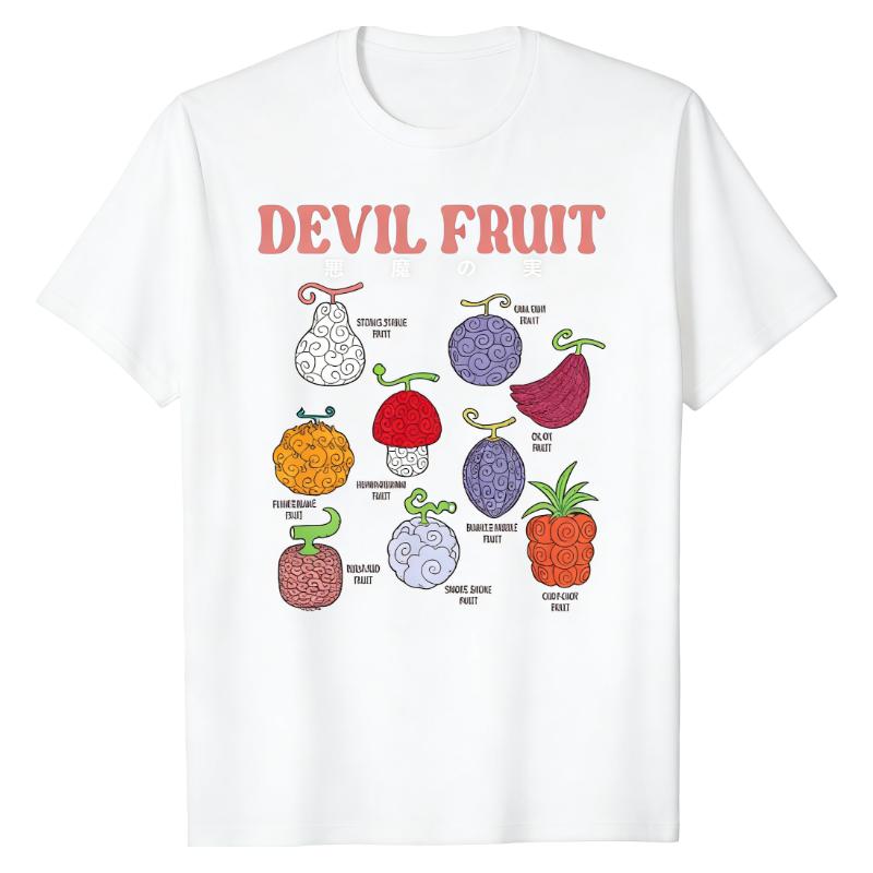 One Piece Devil Fruit Collection TShirt Whimsical Anime Graphic Print Pure Cotton Crew Neck Casual Daily Wear Tops S
One Piece Devil Fruit Collection TShirt Whimsical Anime Graphic Print Pure Cotton Crew Neck Casual Daily Wear Tops S