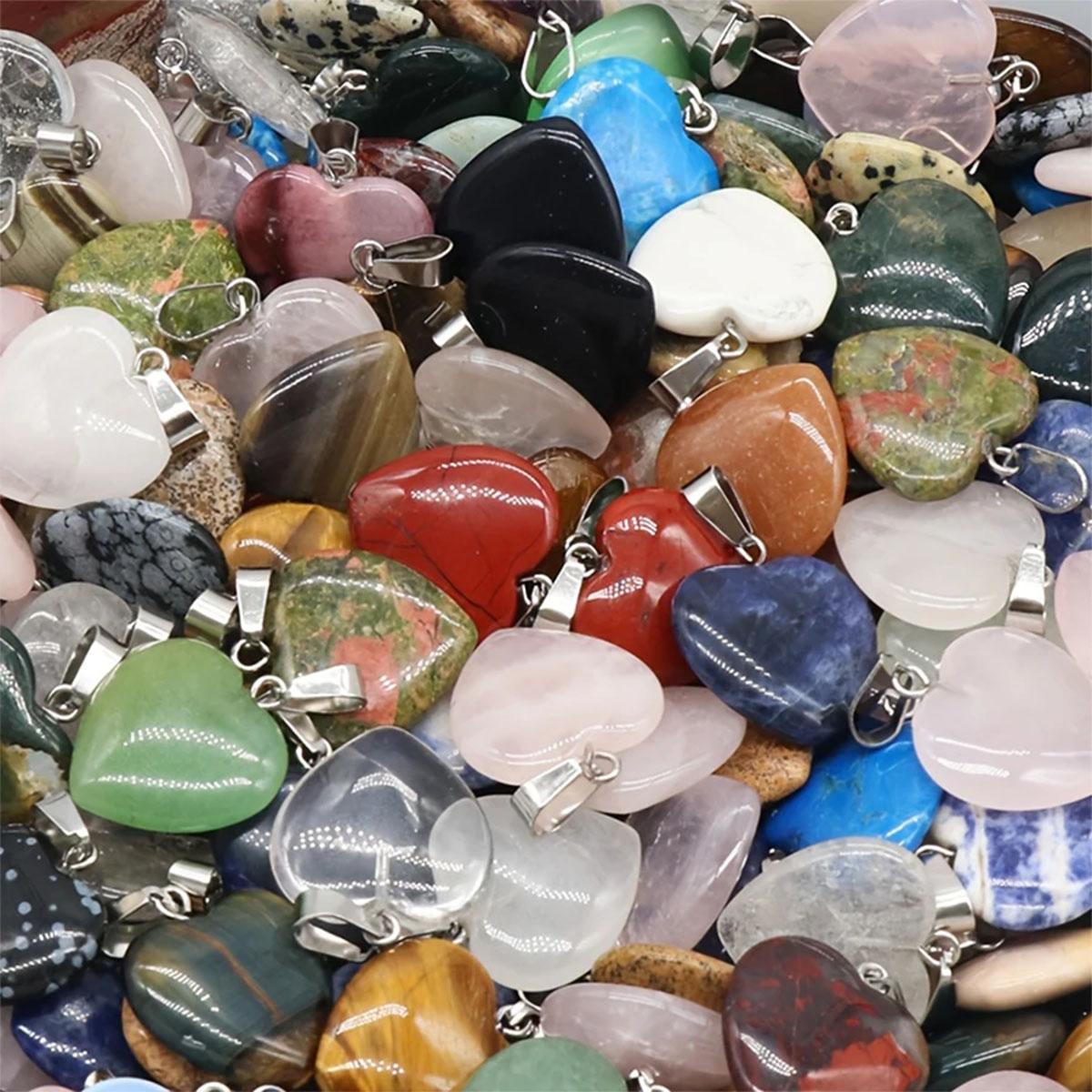 10pcs Natural Stone Crystal Heart Pendants Exquisite Jewelry Accessories In Mixed Colors Crystal Healing Stones for Diy Jewelry
10pcs Natural Stone Crystal Heart Pendants Exquisite Jewelry Accessories In Mixed Colors Crystal Healing Stones for Diy Jewelry