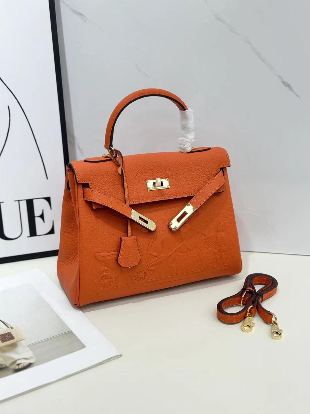 Новая тисненая женская сумка Matu из кожи Head Layer с тиснением, ручная сумка на одно плечо с перекрестным ремнем 28x12x23cm оранжевый