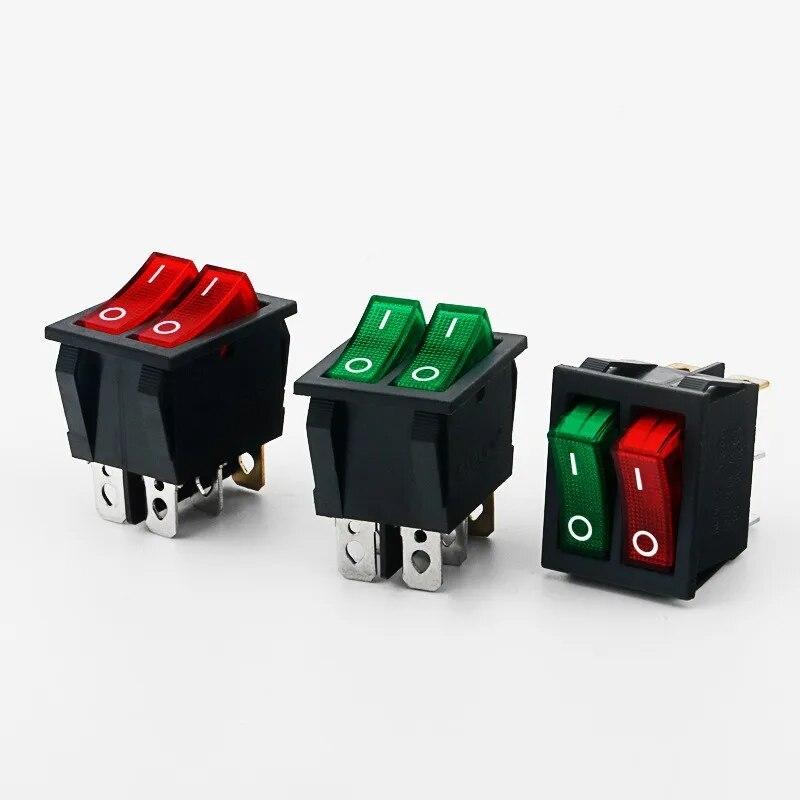 5 шт. Подвійний червоний світловий перекидний перемикач 2*SPST On-Off 6 Pin 30x22mm 2-позиційний перекидний перемикач на човні 110 В/120 В/250 В KCD6 
5 шт. Подвійний червоний світловий перекидний перемикач 2*SPST On-Off 6 Pin 30x22mm 2-позиційний перекидний перемикач на човні 110 В/120 В/250 В KCD6