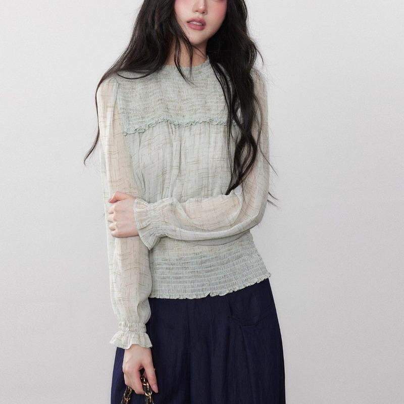 Commuting Simple Women s Sheer Ruffled Blouse Long Sleeve High Neck Pleated Casual Top S світло-синій колір
Commuting Simple Women s Sheer Ruffled Blouse Long Sleeve High Neck Pleated Casual Top S світло-синій колір