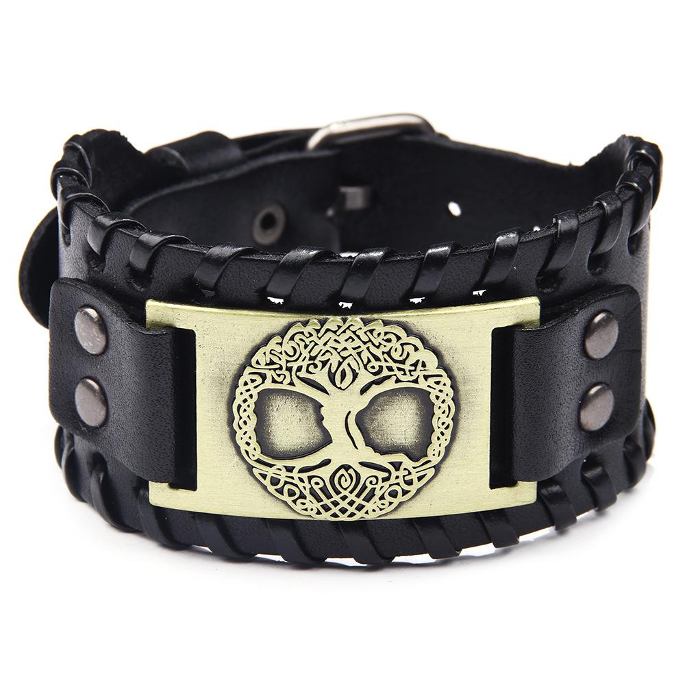 Tree of Life Genuine Leather Bracelet with Metal Face Accents - Wide Punk Jewelry Bangle
Tree of Life Genuine Leather Bracelet with Metal Face Accents - Wide Punk Jewelry Bangle
