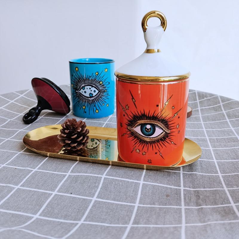European Abstract Blue Orange Eye Storage Jar Ceramic Scented Candle Jar with Lid Jewelry Watch Storage Box Cotton Swab Box Home
European Abstract Blue Orange Eye Storage Jar Ceramic Scented Candle Jar with Lid Jewelry Watch Storage Box Cotton Swab Box Home