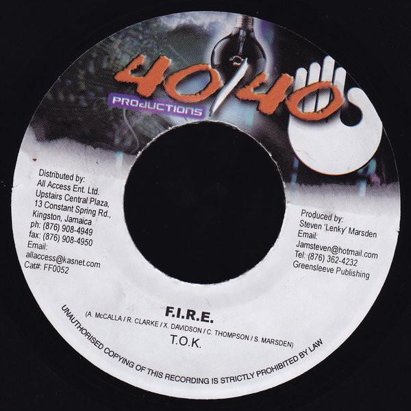 7inch Record T.O.K. - F.I.R.E. FF0052 40/40 Productio 2003 Jamaica Reggae, Ska & Dub Used
7inch Record T.O.K. - F.I.R.E. FF0052 40/40 Productio 2003 Jamaica Reggae, Ska & Dub Used