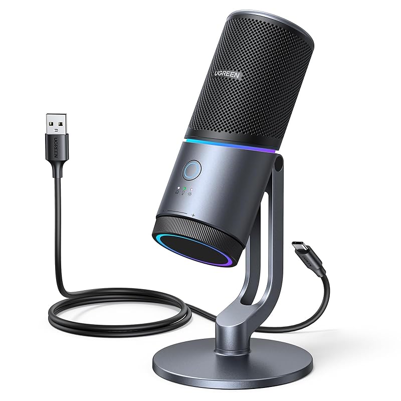UGREEN tabletop microphone With RGB light USB microphone mute button 24bit/96kHz Unidirectional polar pattern volume control Condenser microphone for
UGREEN tabletop microphone With RGB light USB microphone mute button 24bit/96kHz Unidirectional polar pattern volume control Condenser microphone for