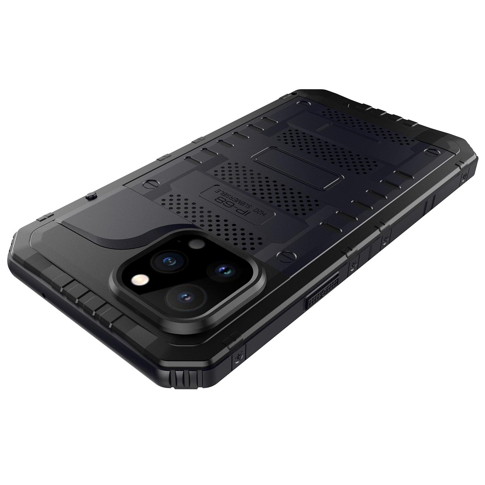 Shockproof Waterproof Dust-proof Drop-roof 360 Degree Full Protection Silicone+Metal Phone Case Shell for iPhone 13 Pro 6.1 inch Black
Shockproof Waterproof Dust-proof Drop-roof 360 Degree Full Protection Silicone+Metal Phone Case Shell for iPhone 13 Pro 6.1 inch Black