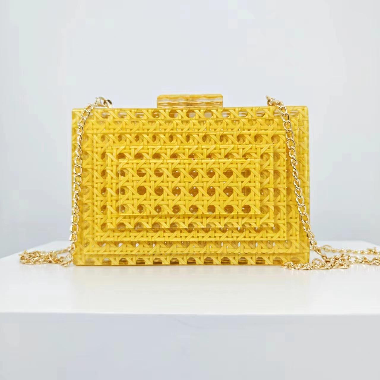 2024 New Women Acrylic Egg Cane Bag Rattan Clutch Bag For Luxury Wedding Party Purse Summer Beach Wicker Handbag Designer
2024 New Women Acrylic Egg Cane Bag Rattan Clutch Bag For Luxury Wedding Party Purse Summer Beach Wicker Handbag Designer