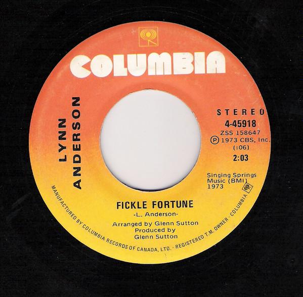 7inch Record LYNN ANDERSON - Fickle Fortune / Sing About Love 445918 COLUMBIA 1973 Canada Country/Folk Used
7inch Record LYNN ANDERSON - Fickle Fortune / Sing About Love 445918 COLUMBIA 1973 Canada Country/Folk Used
