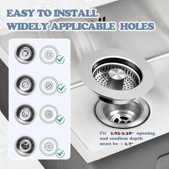 Yousheng Stainless Steel Kitchen Sink Filter 3-in-1 Design Odor Blocking Anti-Clog Universal Fit Fruit Vegetable Sink Strainer
Yousheng Stainless Steel Kitchen Sink Filter 3-in-1 Design Odor Blocking Anti-Clog Universal Fit Fruit Vegetable Sink Strainer