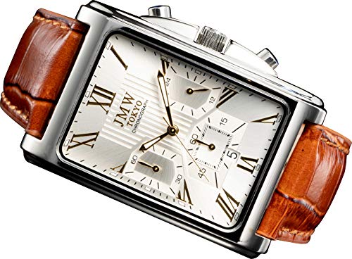 JMW TOKYO Men s Square Watch, Silver & Gold, Square Rectangular Chronograph, Limited Edition Seiko Quartz Movement, Leather Band, Genuine Leather, Sim
JMW TOKYO Men s Square Watch, Silver & Gold, Square Rectangular Chronograph, Limited Edition Seiko Quartz Movement, Leather Band, Genuine Leather, Sim