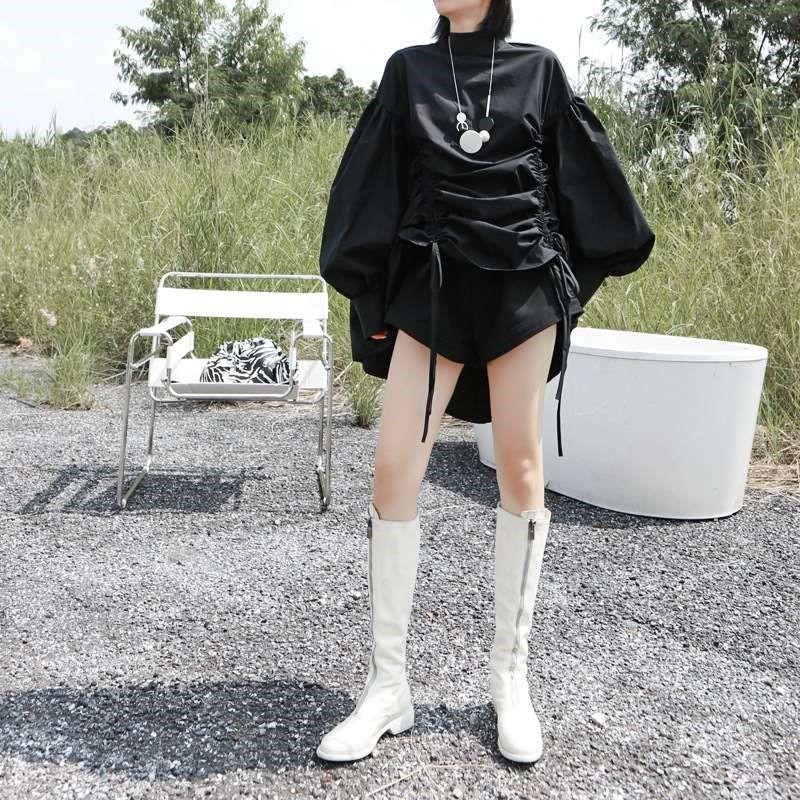 Long Sleeve Dress New Puff Sleeve Stand Collar Tie Drawstrin Black One size
Long Sleeve Dress New Puff Sleeve Stand Collar Tie Drawstrin Black One size