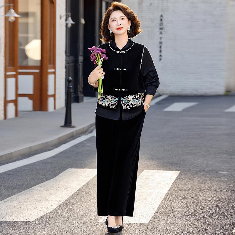 2026 New Chinese Style Velvet Suit: Spring/Autumn Two-Piece Set for Middle-Aged & Elderly Women 3XL (125-135 jin) чёрный
2026 New Chinese Style Velvet Suit: Spring/Autumn Two-Piece Set for Middle-Aged & Elderly Women 3XL (125-135 jin) чёрный